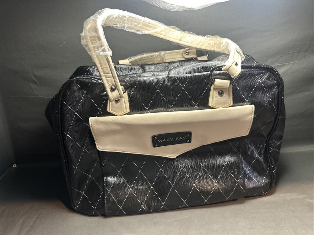 Vintage Mary Kay Large Black Travel Bag Tote Organizer Small Stain On The Front